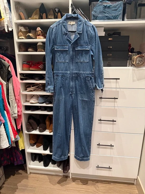 Madewell Denim Utility Jumpsuit in Medium Blue - Picture 1 of 3